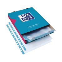 Punched Pocket Polypropylene Embossed Blue Strip Top-opening 60 Micron A4 Clear [Pack 100]