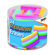 Rainbow Coloured Erasers Pk24